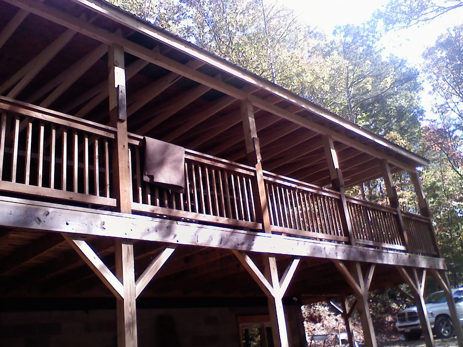 Timber framing under a new elevated porch and deck — Roof Leak Repair in Trexlertown by Roofing Brothers